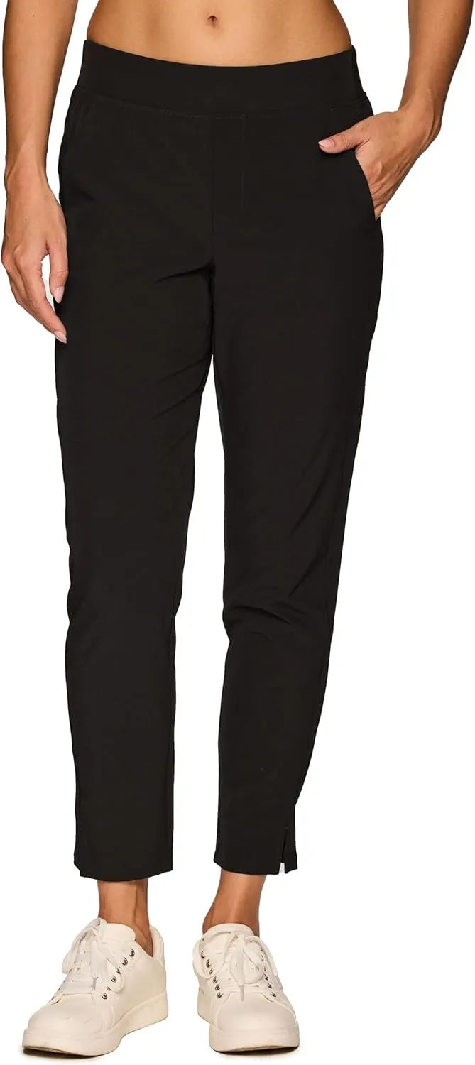 RBX Women's Ankle Pant, Quick Drying Lightweight Stretch Woven Flat-Front Straight Leg Pants