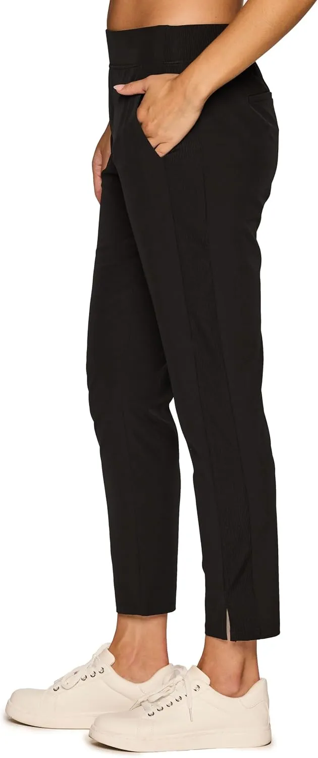 RBX Women's Ankle Pant, Quick Drying Lightweight Stretch Woven Flat-Front Straight Leg Pants