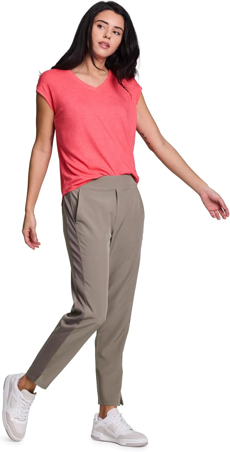 RBX Women's Ankle Pant, Quick Drying Lightweight Stretch Woven Flat-Front Straight Leg Pants