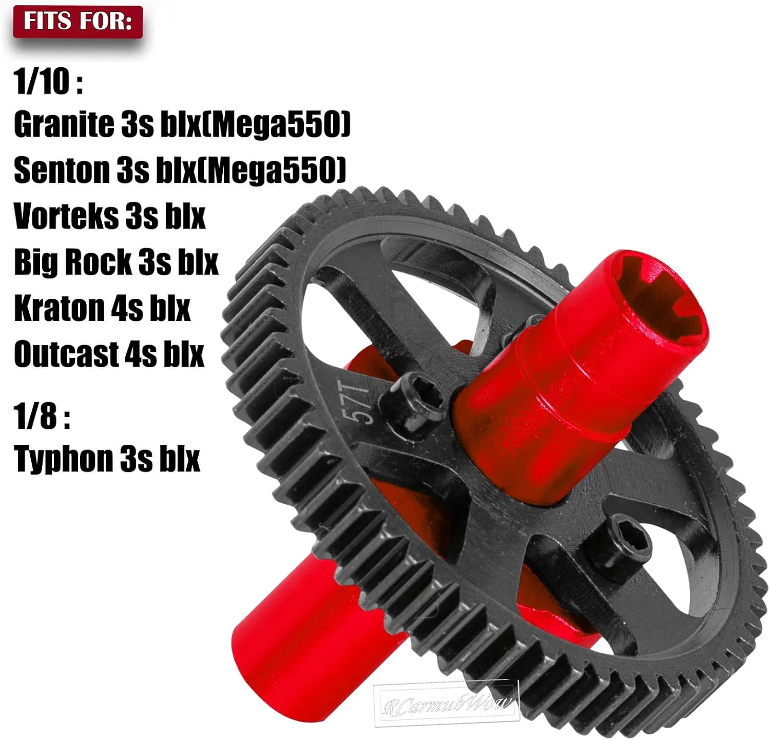 RC 0.8Mod 57T Slipper Clutch w/Slipper Shaft Upgrades Part for Granite Senton 3S BLX & Mega550,Vorteks Big Rock 3S BLX,Kraton Outcast 4S BLX,1/8 Typhon 3S BLX,57T Spur Gear,Red
