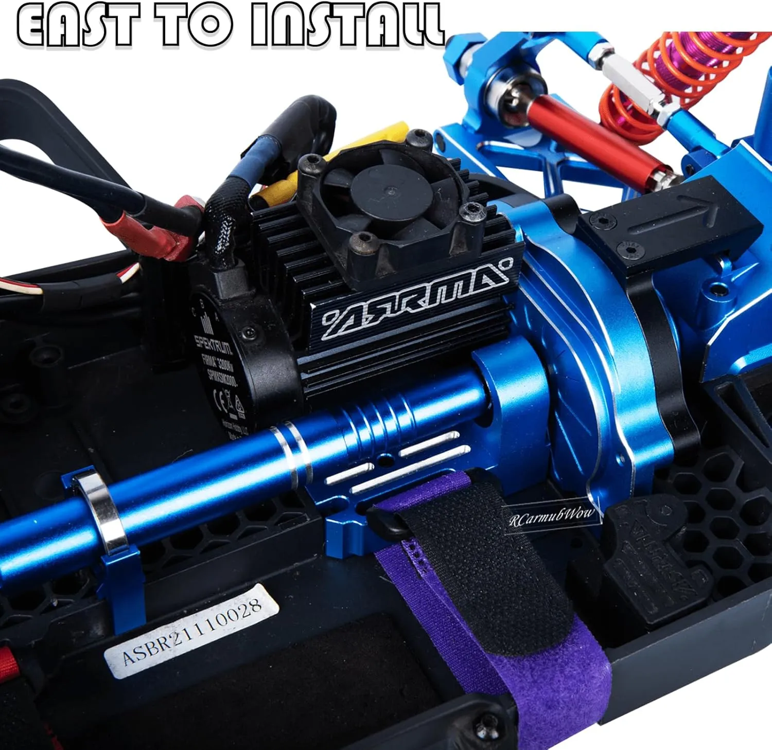 RcarmumbWow RC Motor Mount Gear Cover & 91T Spur Gear Slipper w/ 3.175mm 21T 23T 25T Pinions Upgrades Part for 1/10 1/10 Granite 4X4 Mega550(ARA4202XV3),Navy Blue
