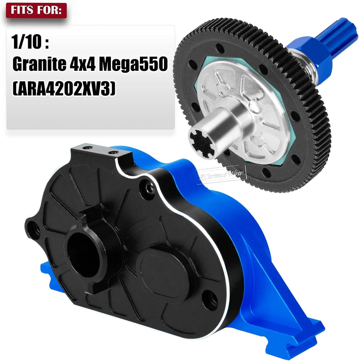 RcarmumbWow RC Motor Mount Gear Cover & 91T Spur Gear Slipper w/ 3.175mm 21T 23T 25T Pinions Upgrades Part for 1/10 1/10 Granite 4X4 Mega550(ARA4202XV3),Navy Blue