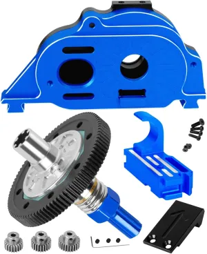 RcarmumbWow RC Motor Mount Gear Cover & 91T Spur Gear Slipper w/ 3.175mm 21T 23T 25T Pinions Upgrades Part for 1/10 1/10 Granite 4X4 Mega550(ARA4202XV3),Navy Blue