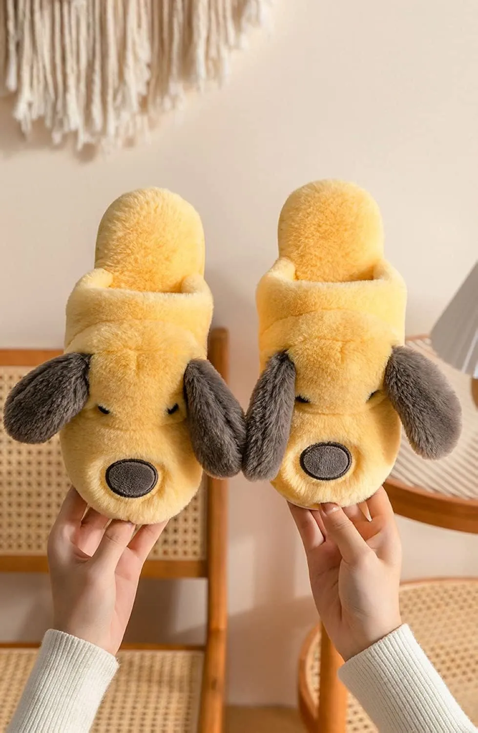 Really Cute Unisex Adult Hard Soled Stuffed Animal Home Slippers Soft Plush Cartoon Animal Slippers Sharp Warm and Toasty Slippers
