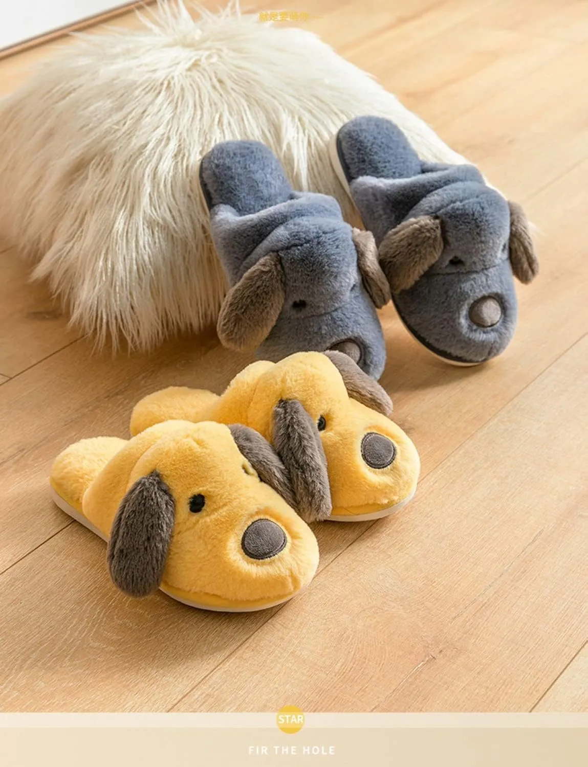 Really Cute Unisex Adult Hard Soled Stuffed Animal Home Slippers Soft Plush Cartoon Animal Slippers Sharp Warm and Toasty Slippers