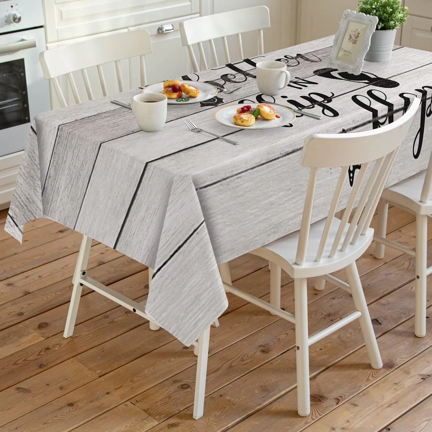 Rectangle Tablecloth Waterproof Spillproof Table Cloths,Summer Ocean Beach Black Slipper Wood Plank Wipeable Table Cover for Kitchen Dining Camping Indoor Outdoor Tables 60" x 120",Seashell
