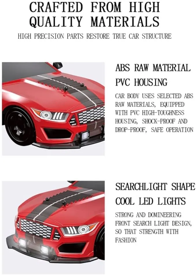 Remote Control Car for Boys Fast 1/16 Scale Rechargeable RC Vehicle Cars Toys Xmas Gifts for Kids High Speed with LED Lights＆ Simulation Exhaust Spray