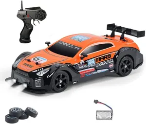 Remote Control Car for Boys Fast 1/16 Scale Rechargeable RC Vehicle Cars Toys Xmas Gifts for Kids High Speed with LED Lights＆ Simulation Exhaust Spray