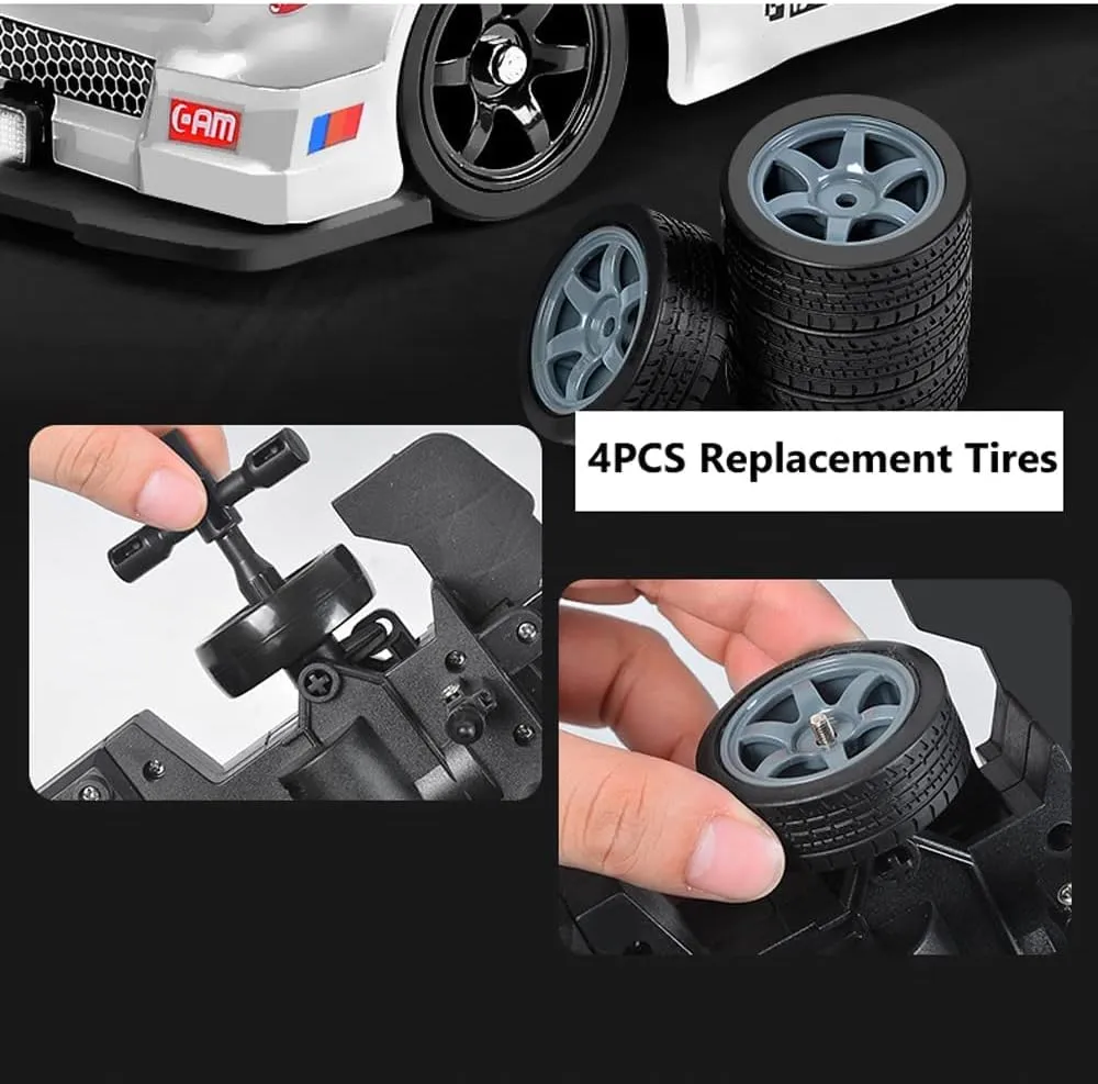 Remote Control Car for Boys Fast 1/16 Scale Rechargeable RC Vehicle Cars Toys Xmas Gifts for Kids High Speed with LED Lights＆ Simulation Exhaust Spray