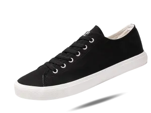 Retro Black/White Canvas Sneakers Unisex Size - Cushioned Insole