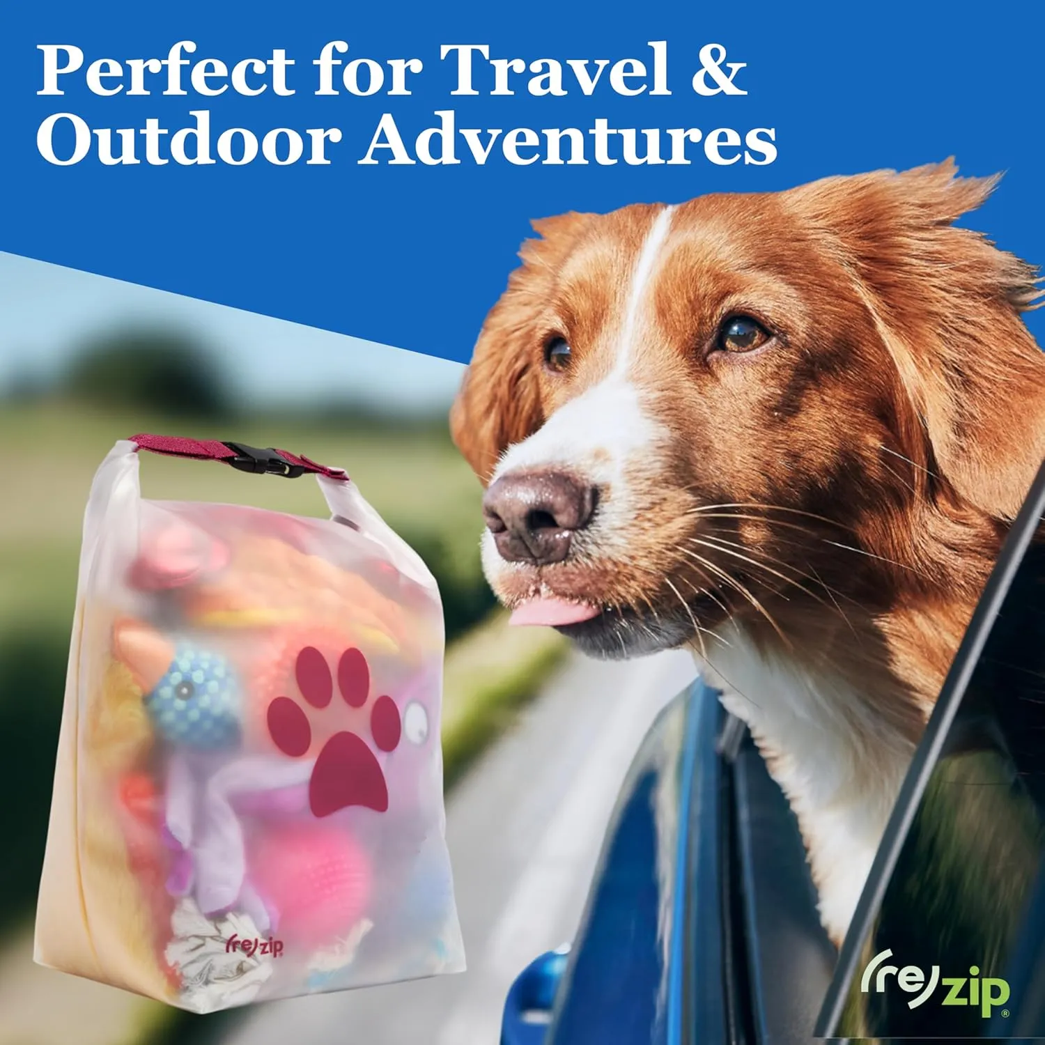 (re)zip Roll Top Pet Food Storage Bag (14-Cup) | BPA-Free, Food Grade, Pet Safe | Keeps Kibble Fresh for Camping, Dog Boarding, Weekend Getaways | Machine Washable