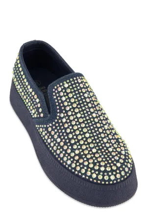 Rhinestone Slip On Platform Sneakers
