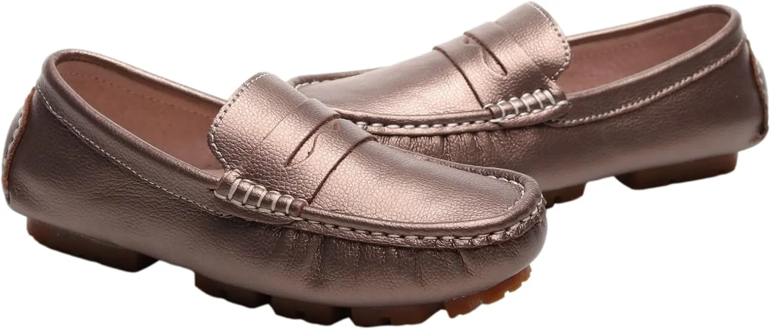 rismart Boys Girls Loafer Flats Slip-On Comfort School Casual Dress Shoes