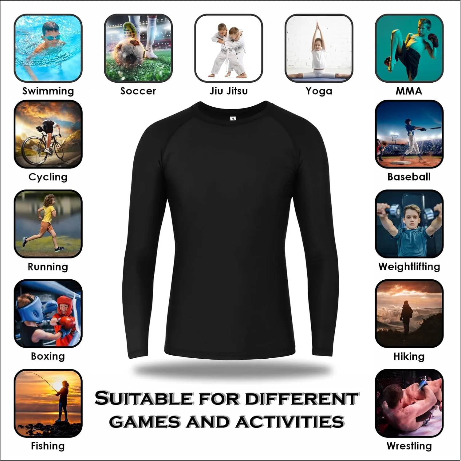 Roar BJJ Kid's MMA Rash Guard Training No-Gi and Gi Jiu Jitsu Rashguard MMA Grappling Compression Shirts Wrestling