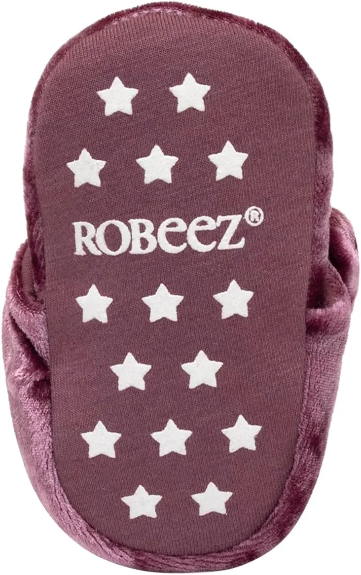Robeez Baby Girls and Boys Crib Fleece Sherpa Snap Booties with Slip-Resistant Soles for Infant and Toddler, 0-18 Months