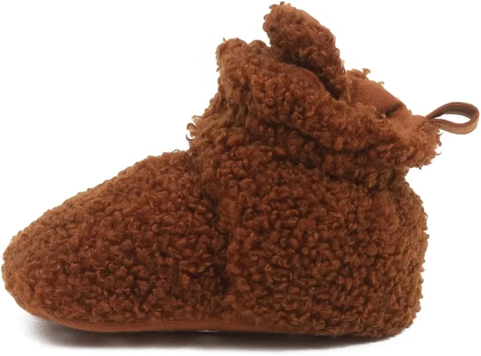 Robeez Baby Girls and Boys Crib Fleece Sherpa Snap Booties with Slip-Resistant Soles for Infant and Toddler, 0-18 Months