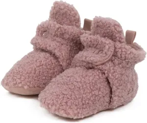 Robeez Baby Girls and Boys Crib Fleece Sherpa Snap Booties with Slip-Resistant Soles for Infant and Toddler, 0-18 Months