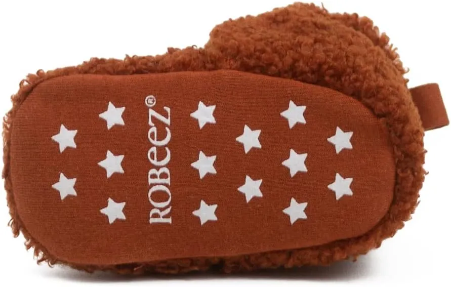 Robeez Baby Girls and Boys Crib Fleece Sherpa Snap Booties with Slip-Resistant Soles for Infant and Toddler, 0-18 Months