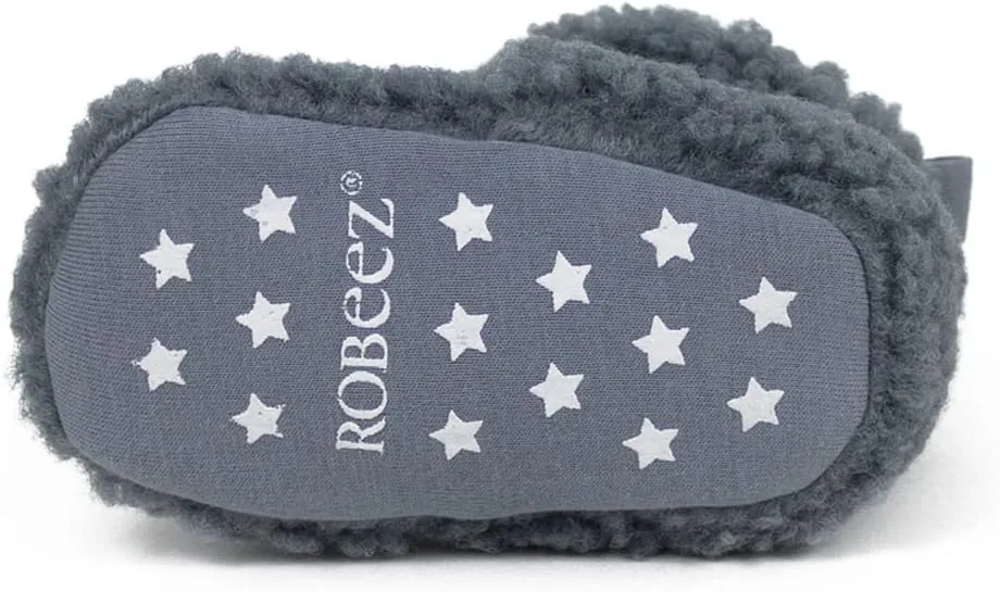 Robeez Baby Girls and Boys Crib Fleece Sherpa Snap Booties with Slip-Resistant Soles for Infant and Toddler, 0-18 Months