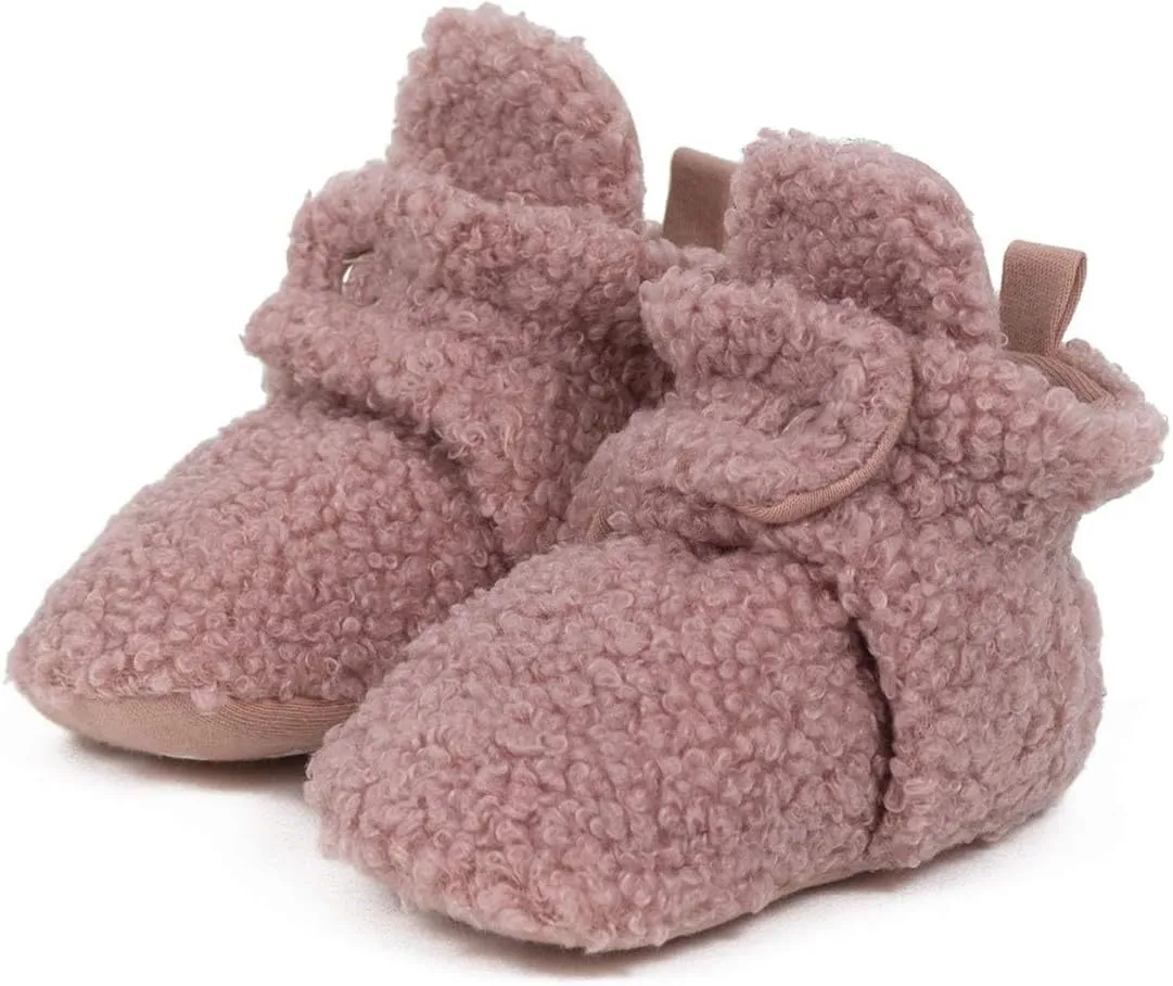 Robeez Baby Girls and Boys Crib Fleece Sherpa Snap Booties with Slip-Resistant Soles for Infant and Toddler, 0-18 Months