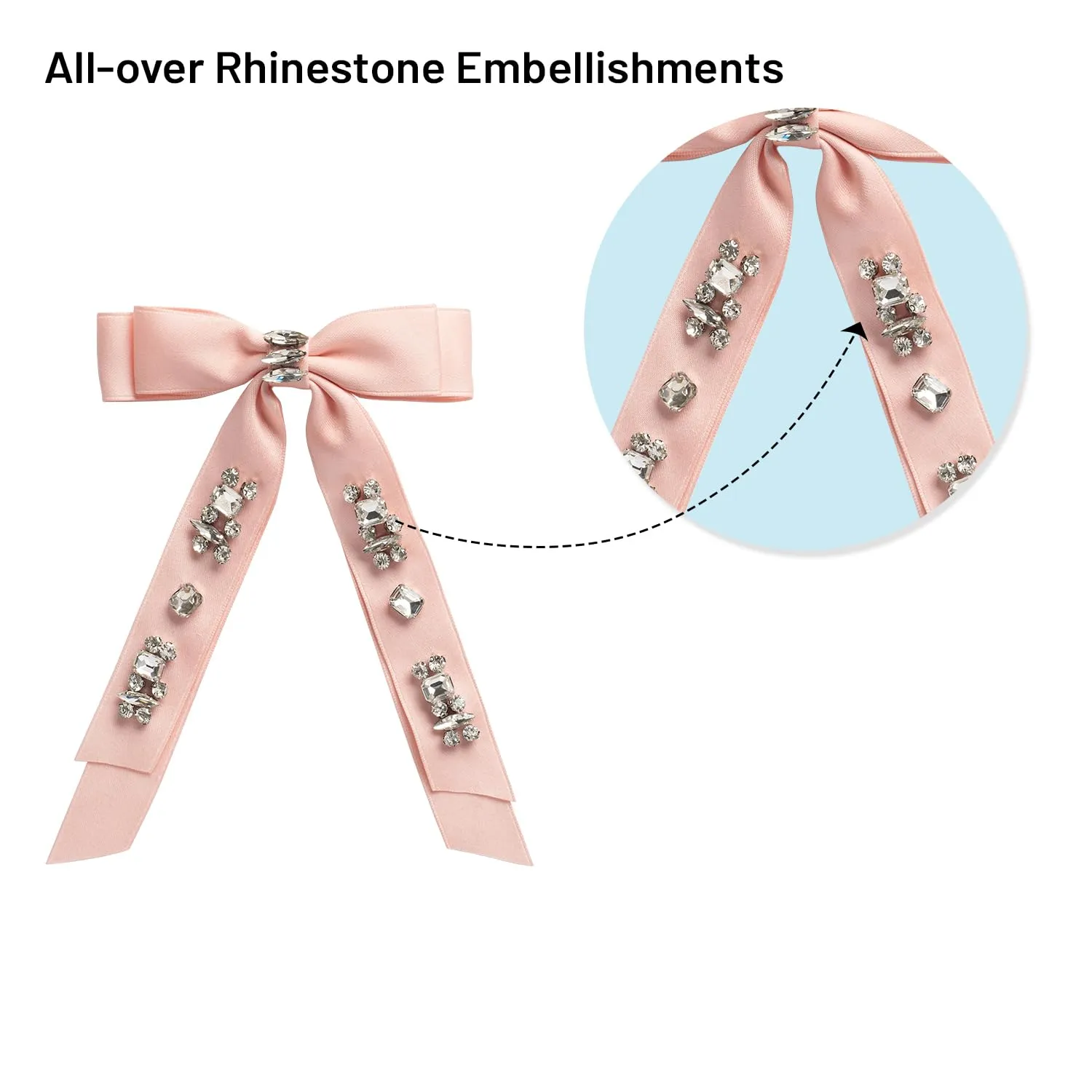 Rock Candy Rhinestone Embellished Satin Bow Clip - Ballet Slipper | Hair Clip | Hair Accessory for Girls for Any Occasion