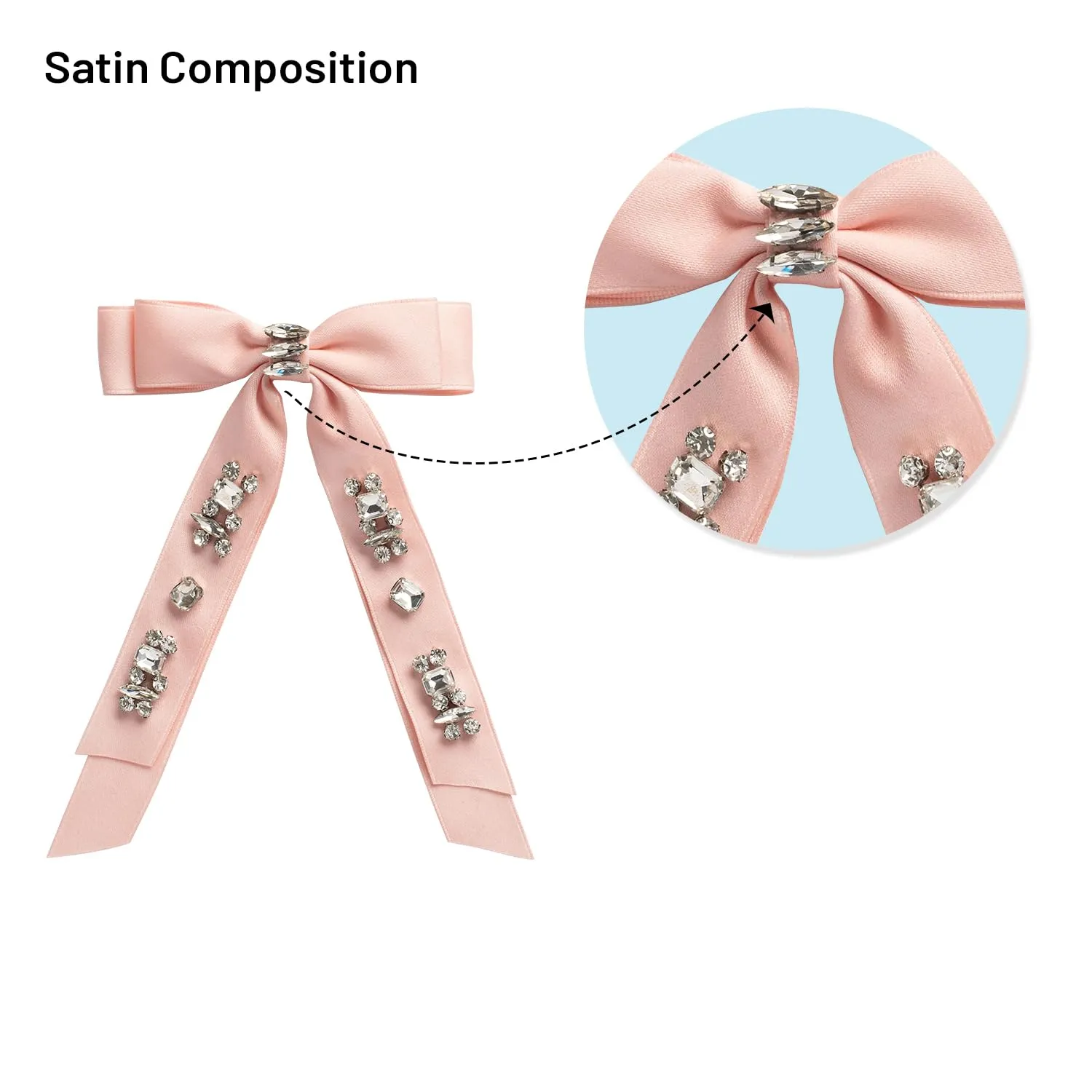 Rock Candy Rhinestone Embellished Satin Bow Clip - Ballet Slipper | Hair Clip | Hair Accessory for Girls for Any Occasion