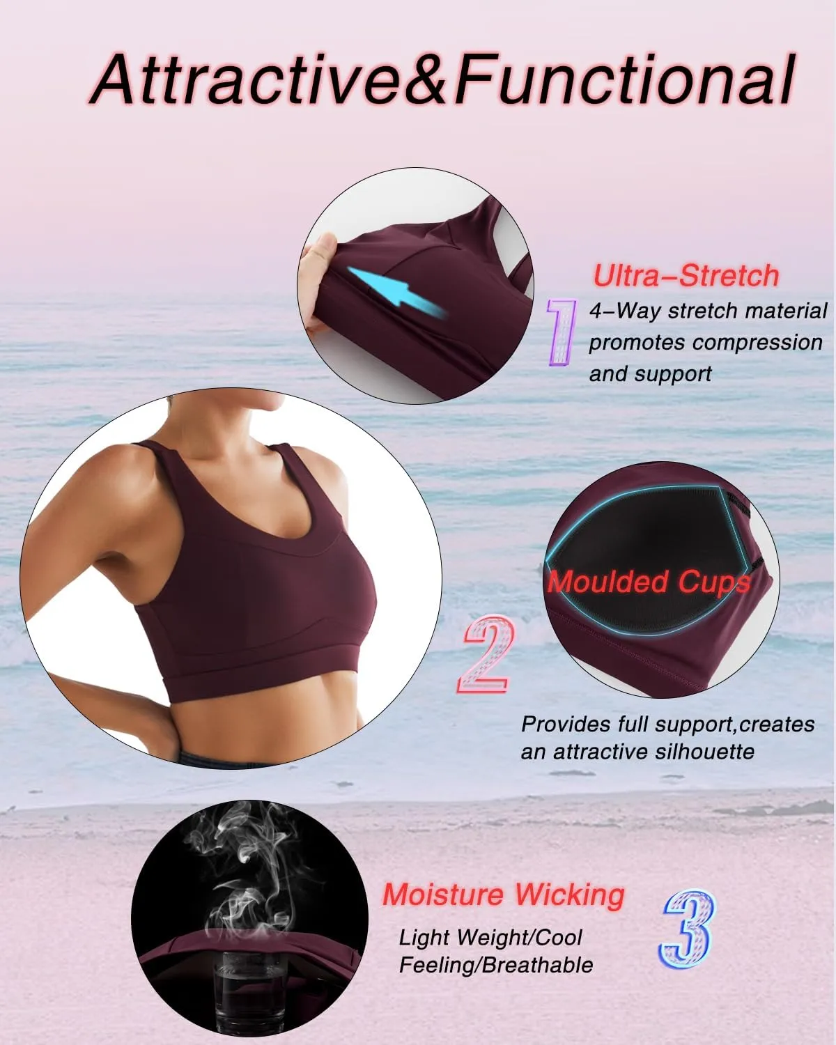 RUNNING GIRL High Impact Sports Bras for Women,Racerback Running Bra Workout Crop Tank Tops Longline Sports Bra Push up