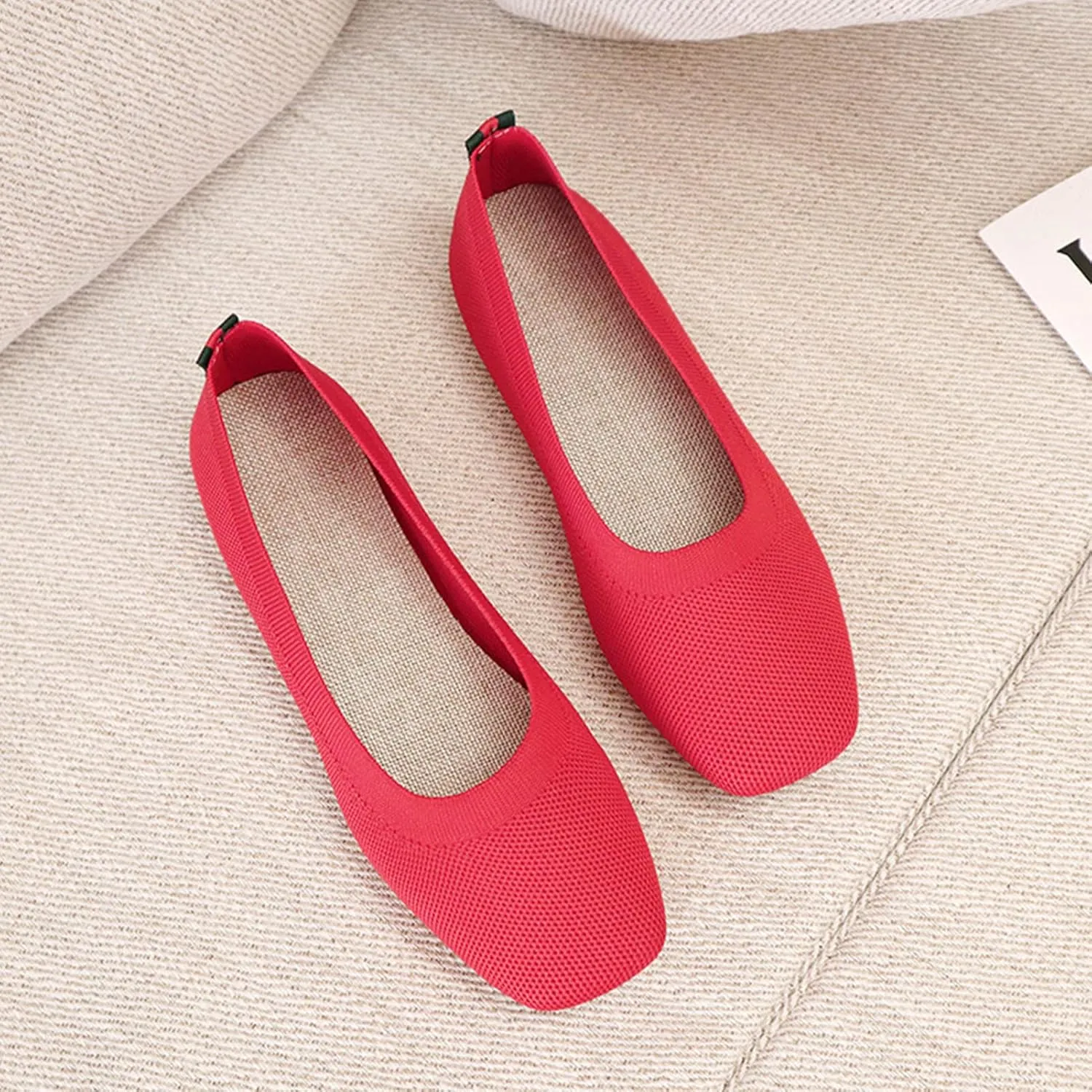 RVROVIC Women Flat Shoes Knitted Lightweight Slip-on Loafers Breathabel Soft Comfortable Ballet Flats