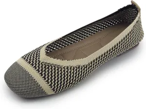 RVROVIC Women Flat Shoes Knitted Lightweight Slip-on Loafers Breathabel Soft Comfortable Ballet Flats