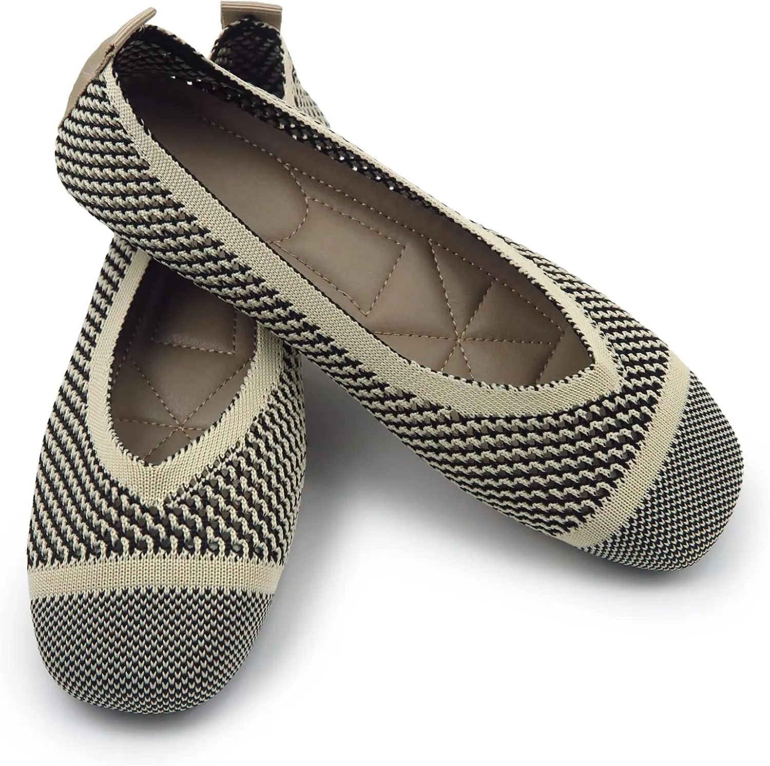 RVROVIC Women Flat Shoes Knitted Lightweight Slip-on Loafers Breathabel Soft Comfortable Ballet Flats