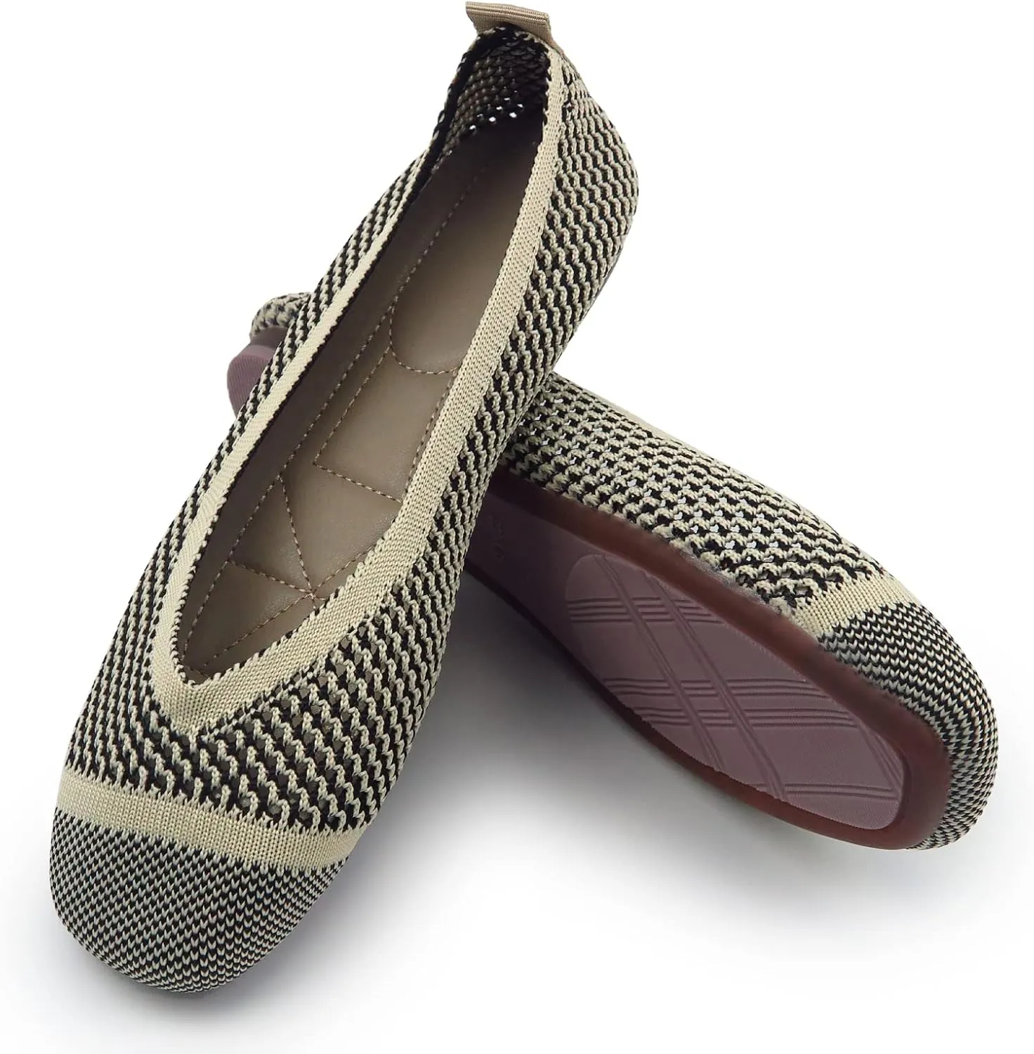 RVROVIC Women Flat Shoes Knitted Lightweight Slip-on Loafers Breathabel Soft Comfortable Ballet Flats
