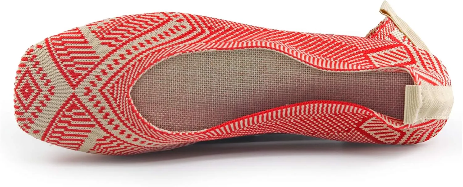 RVROVIC Women Flat Shoes Knitted Lightweight Slip-on Loafers Breathabel Soft Comfortable Ballet Flats