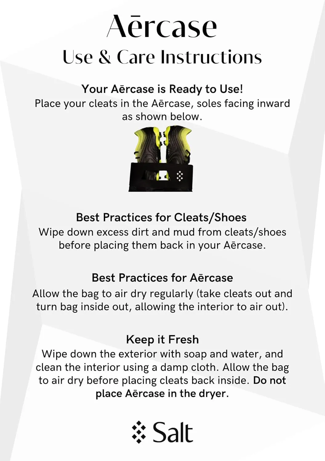 Salt Aērcase Smell Proof Cleat Bag – Regular Size - Athletic Soccer & Golf Shoe Bag for Smelly Cleats & Gym Shoes- Durable, Water-Resistant, & Easy to Clean