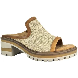 Salvia Women's Harper X Heeled Slide Sandal in Raffia/Nutmeg
