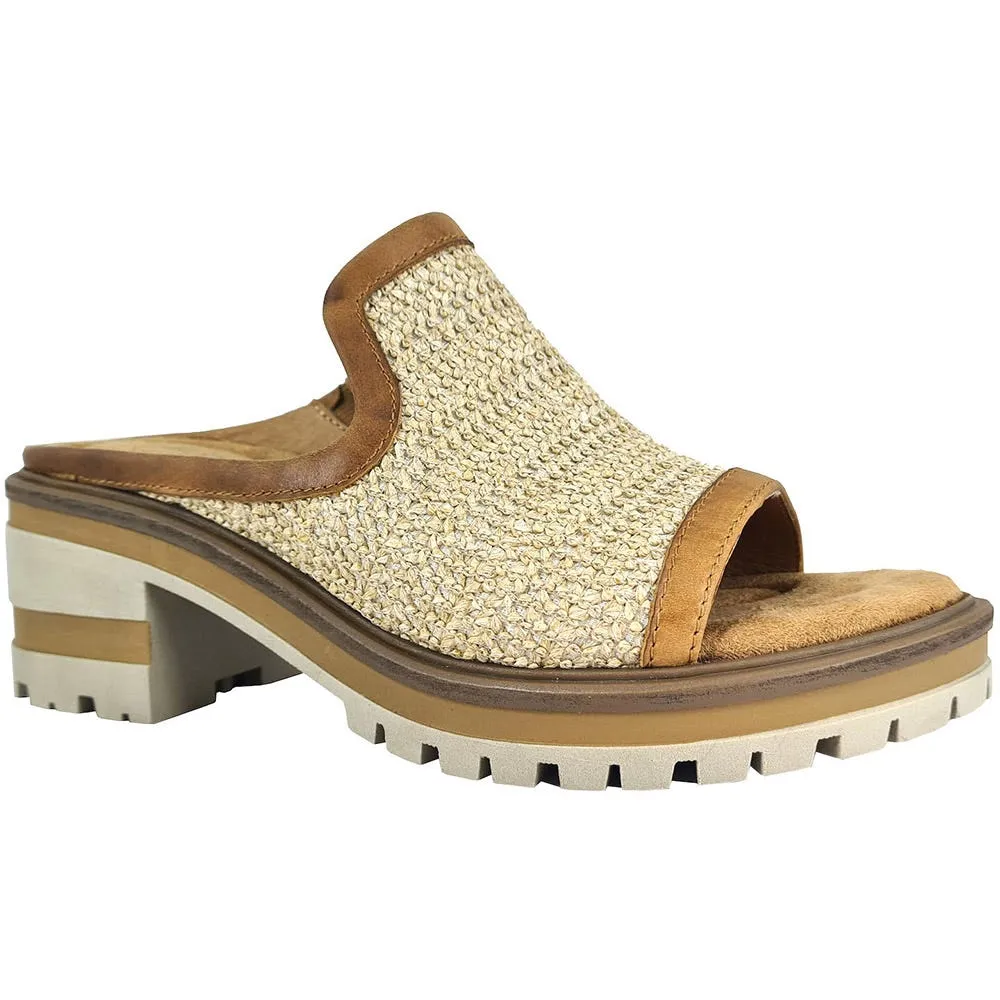 Salvia Women's Harper X Heeled Slide Sandal in Raffia/Nutmeg