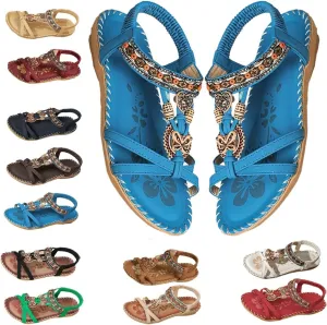 Sandals for Women Flats Shoes with Cushion Footbed Comfortable Casual Flats Sandals Summer Bohemia Flip Flops
