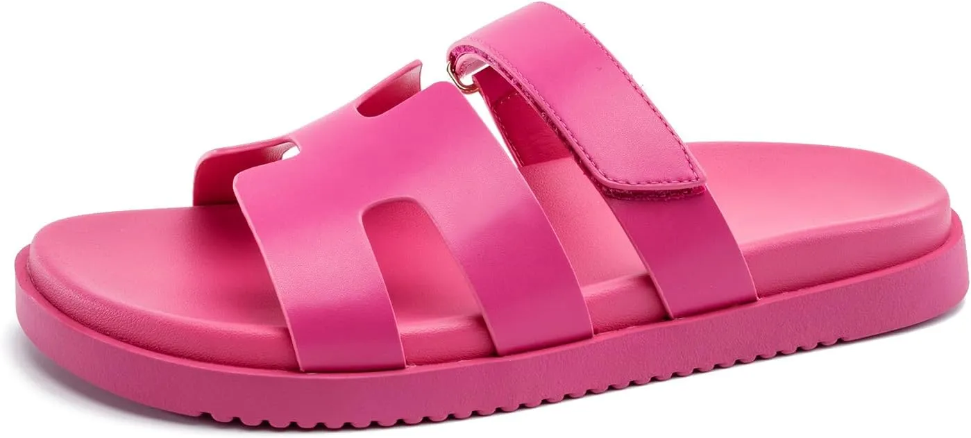 Sandals for Women Open Toe Thick Sole Slide Shoes Comfort Platform Sandals Adjustable Strap Casual Slip on Flats Beach Sandals