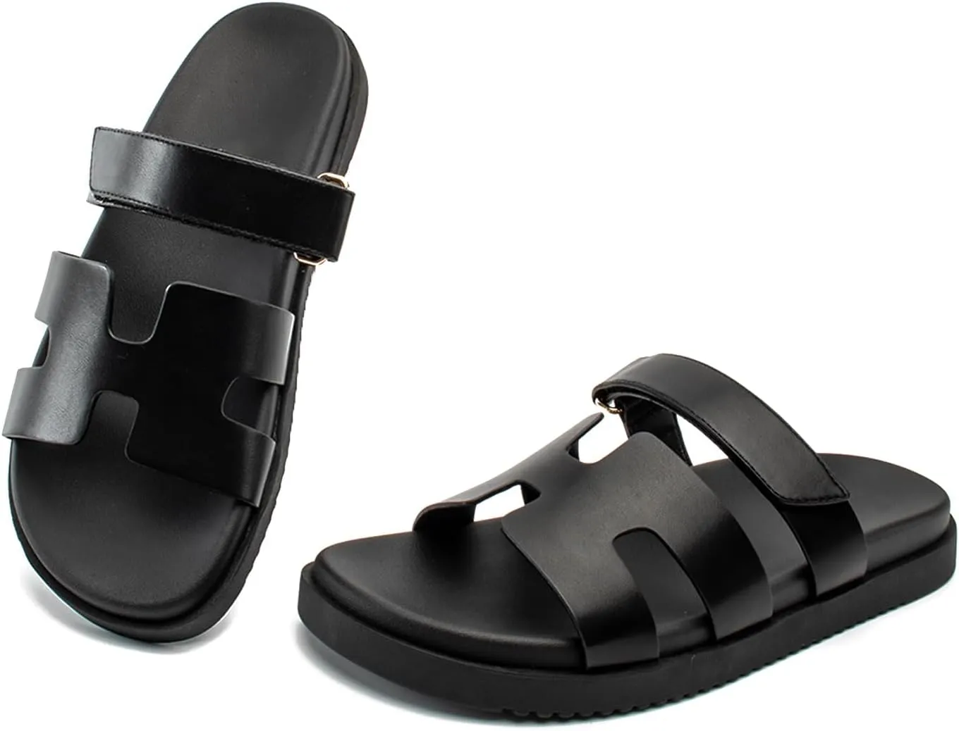 Sandals for Women Open Toe Thick Sole Slide Shoes Comfort Platform Sandals Adjustable Strap Casual Slip on Flats Beach Sandals