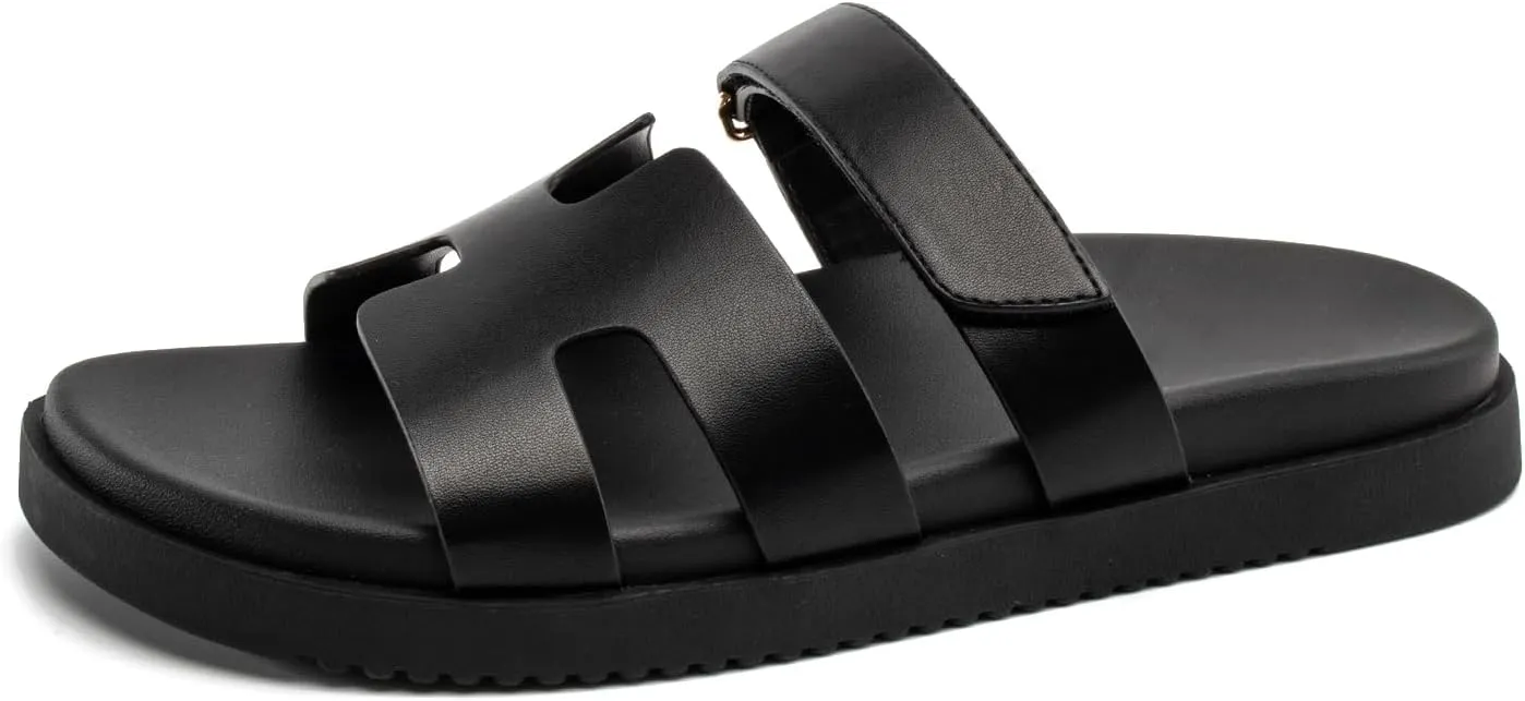 Sandals for Women Open Toe Thick Sole Slide Shoes Comfort Platform Sandals Adjustable Strap Casual Slip on Flats Beach Sandals