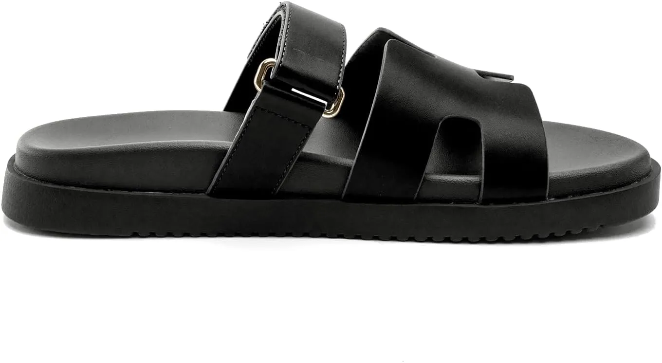 Sandals for Women Open Toe Thick Sole Slide Shoes Comfort Platform Sandals Adjustable Strap Casual Slip on Flats Beach Sandals