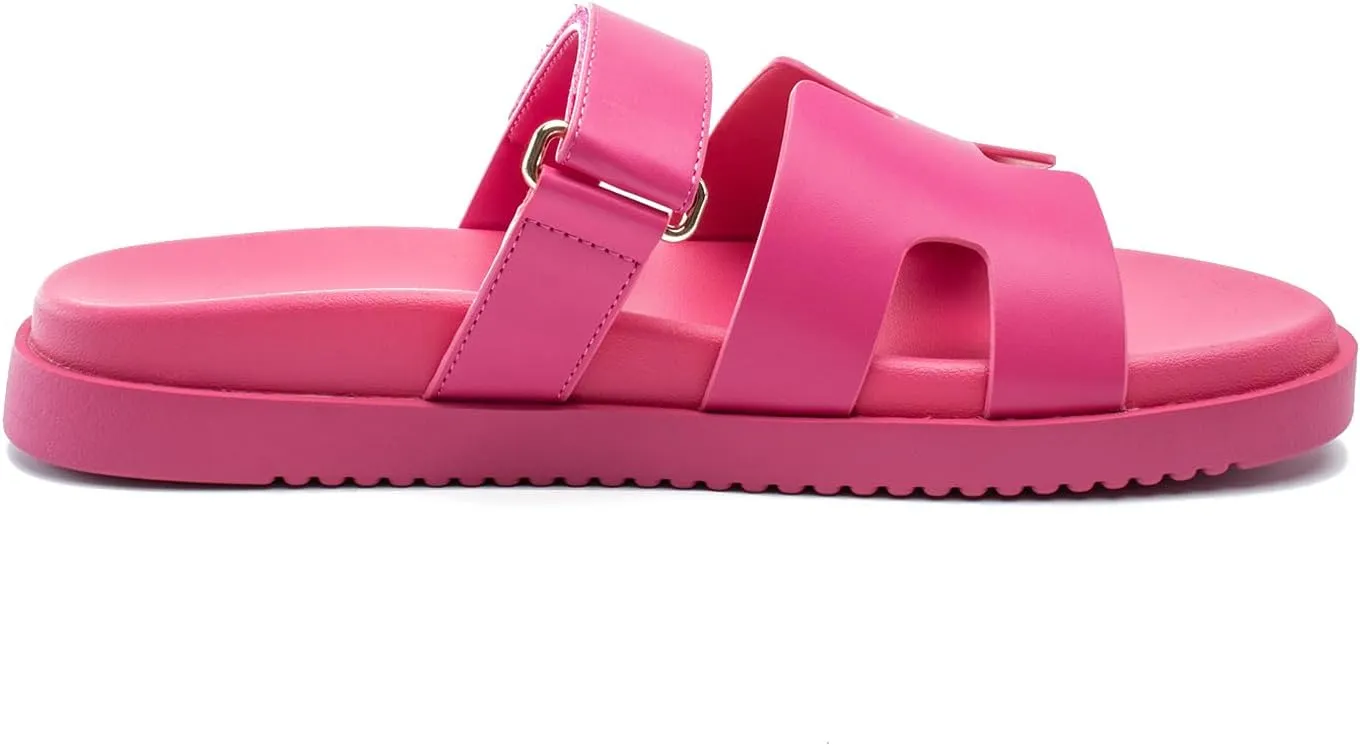 Sandals for Women Open Toe Thick Sole Slide Shoes Comfort Platform Sandals Adjustable Strap Casual Slip on Flats Beach Sandals