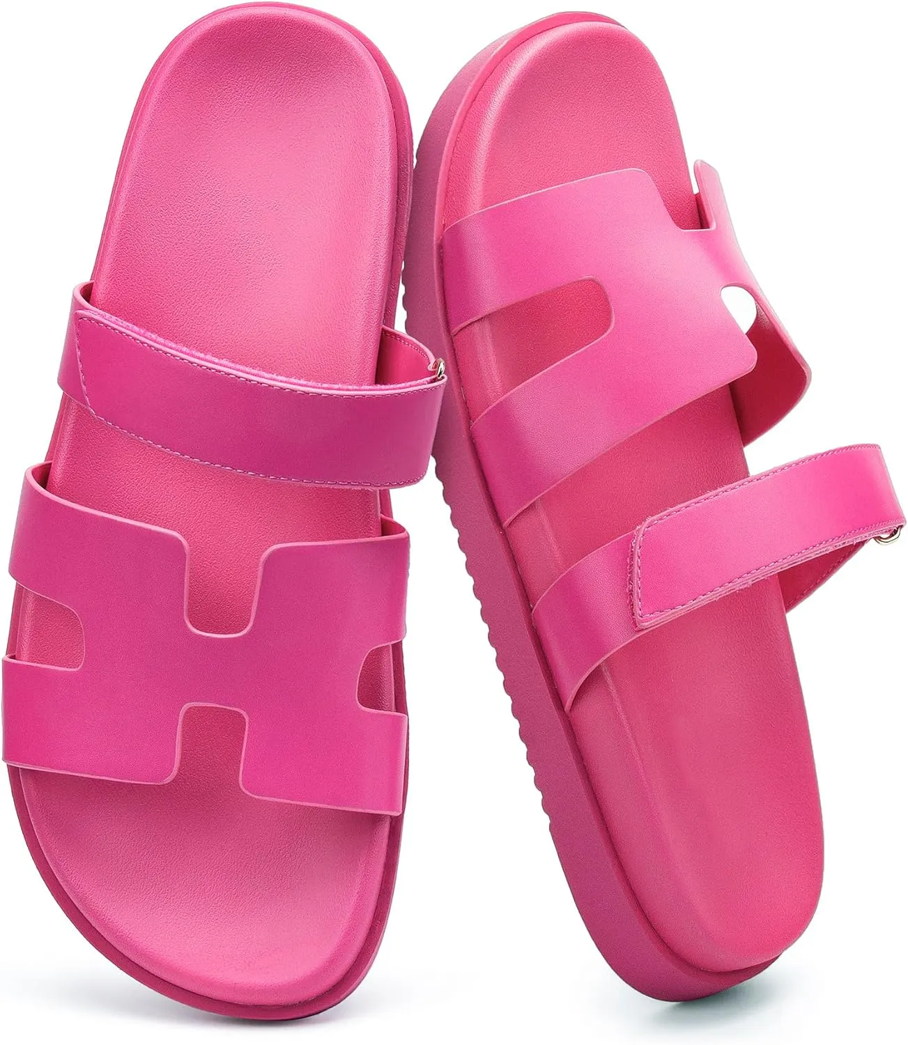 Sandals for Women Open Toe Thick Sole Slide Shoes Comfort Platform Sandals Adjustable Strap Casual Slip on Flats Beach Sandals