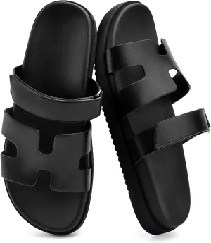 Sandals for Women Open Toe Thick Sole Slide Shoes Comfort Platform Sandals Adjustable Strap Casual Slip on Flats Beach Sandals