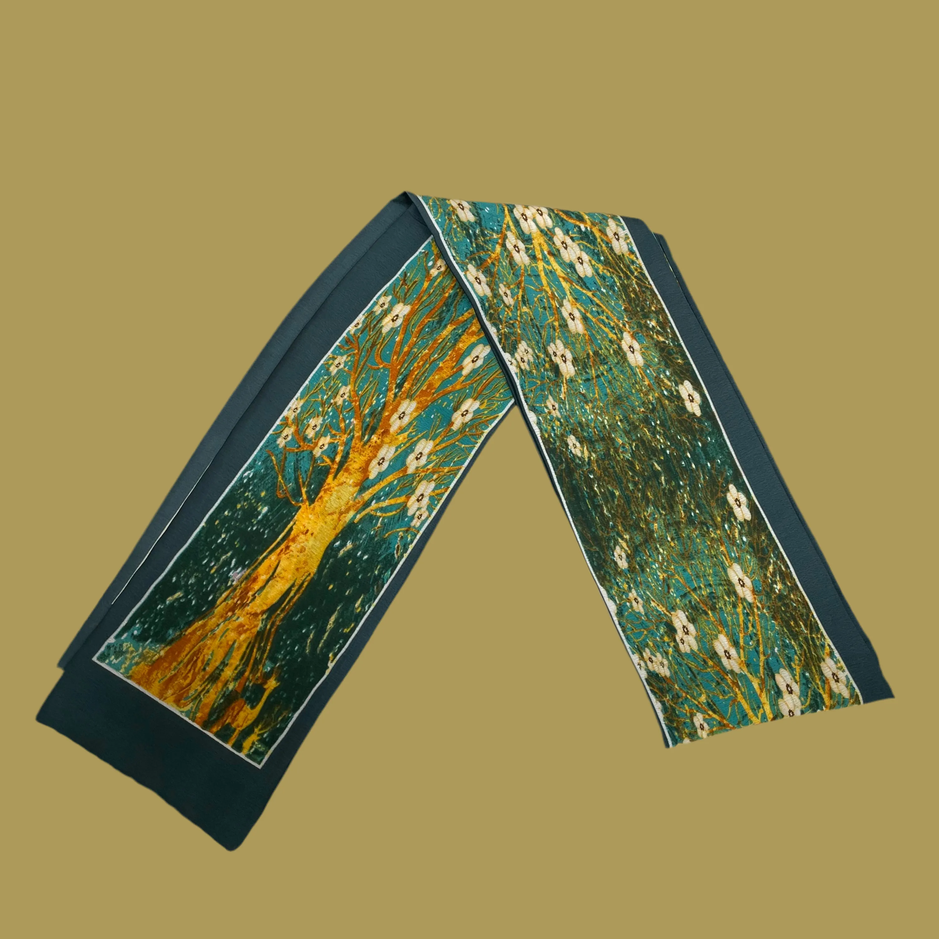 Scarf: Teal & Yellow Cherry Blossom