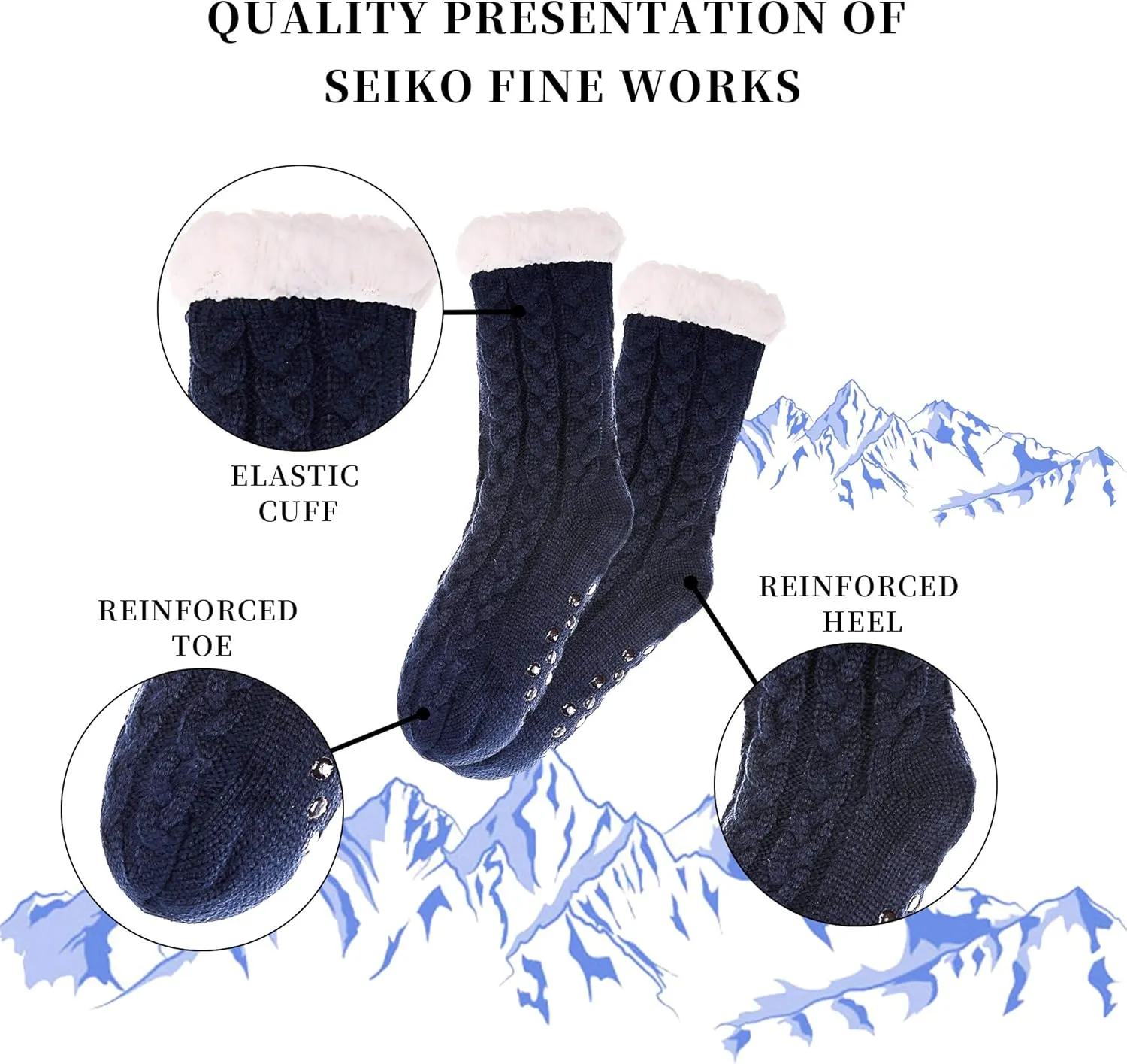 SDBING Women's Winter Super Soft Warm Cozy Fleece Lined Fuzzy Slipper Socks with Grippers