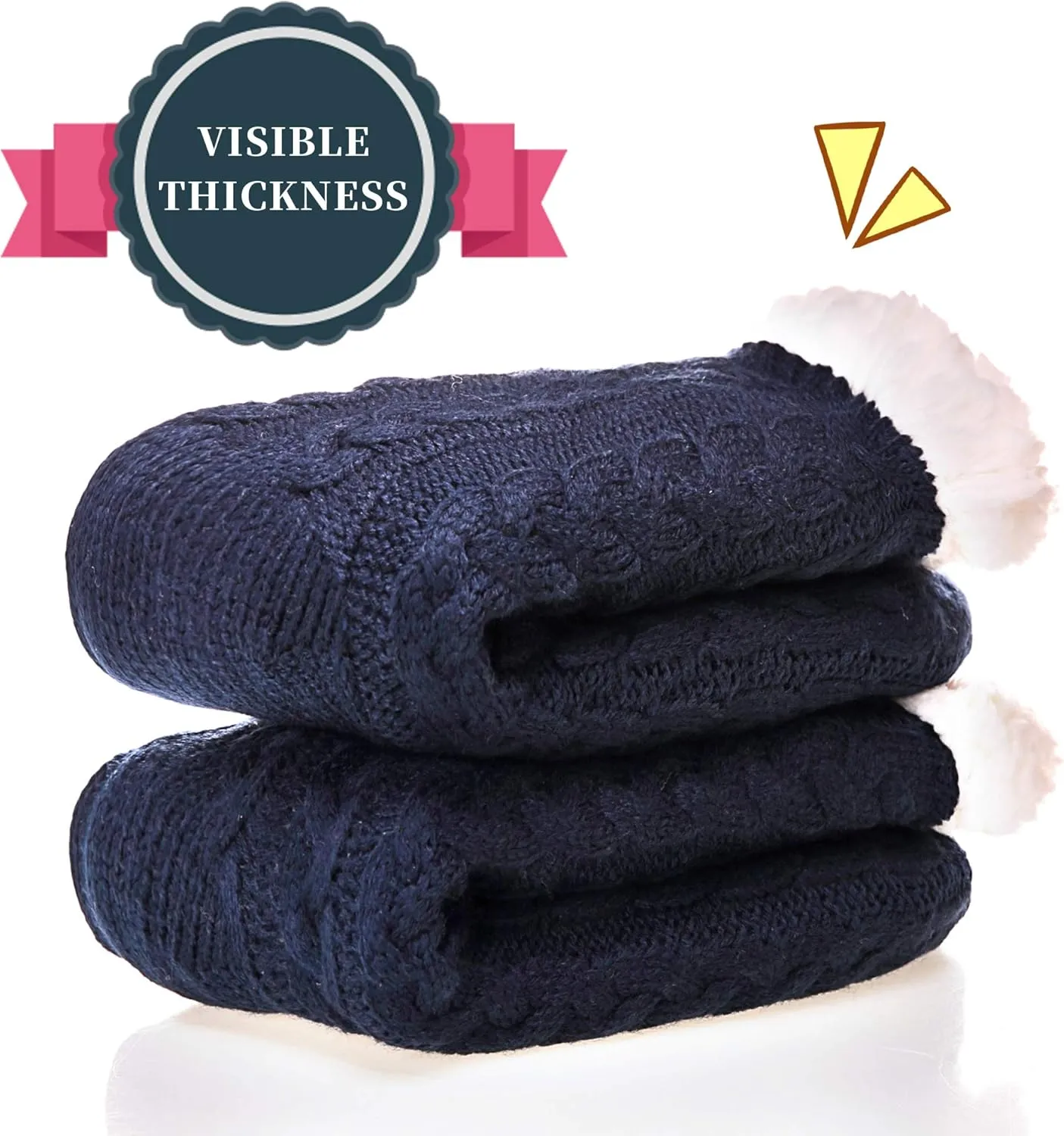 SDBING Women's Winter Super Soft Warm Cozy Fleece Lined Fuzzy Slipper Socks with Grippers