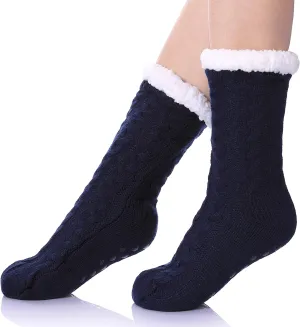 SDBING Women's Winter Super Soft Warm Cozy Fleece Lined Fuzzy Slipper Socks with Grippers