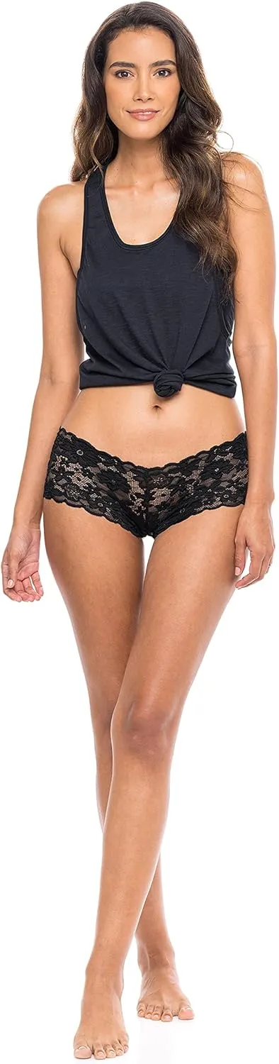 Sexy Basics Women's 10 Pack Lace Hipster Panties | Ultra Soft & Stretchy Hallowed Out Lace Seamless Panties