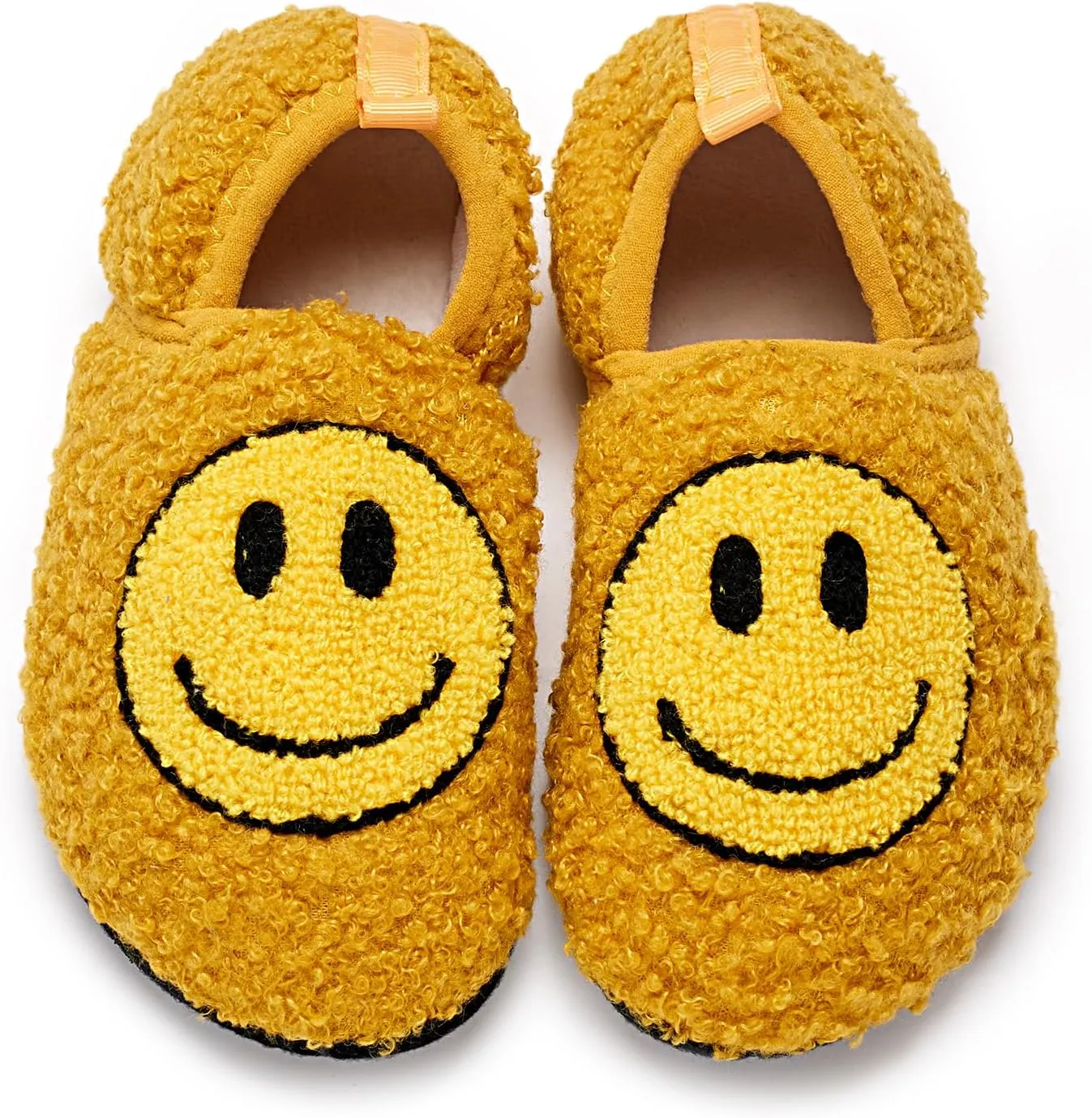 sharllen Smile Face Slippers Kids Girls Boys Plush Cute Warm Soft Happy Face Socks Slippers Shoes Fuzzy Cozy Non-Slip Toddler Slide Slippers for Little Big Kids Winter Indoor Outdoor