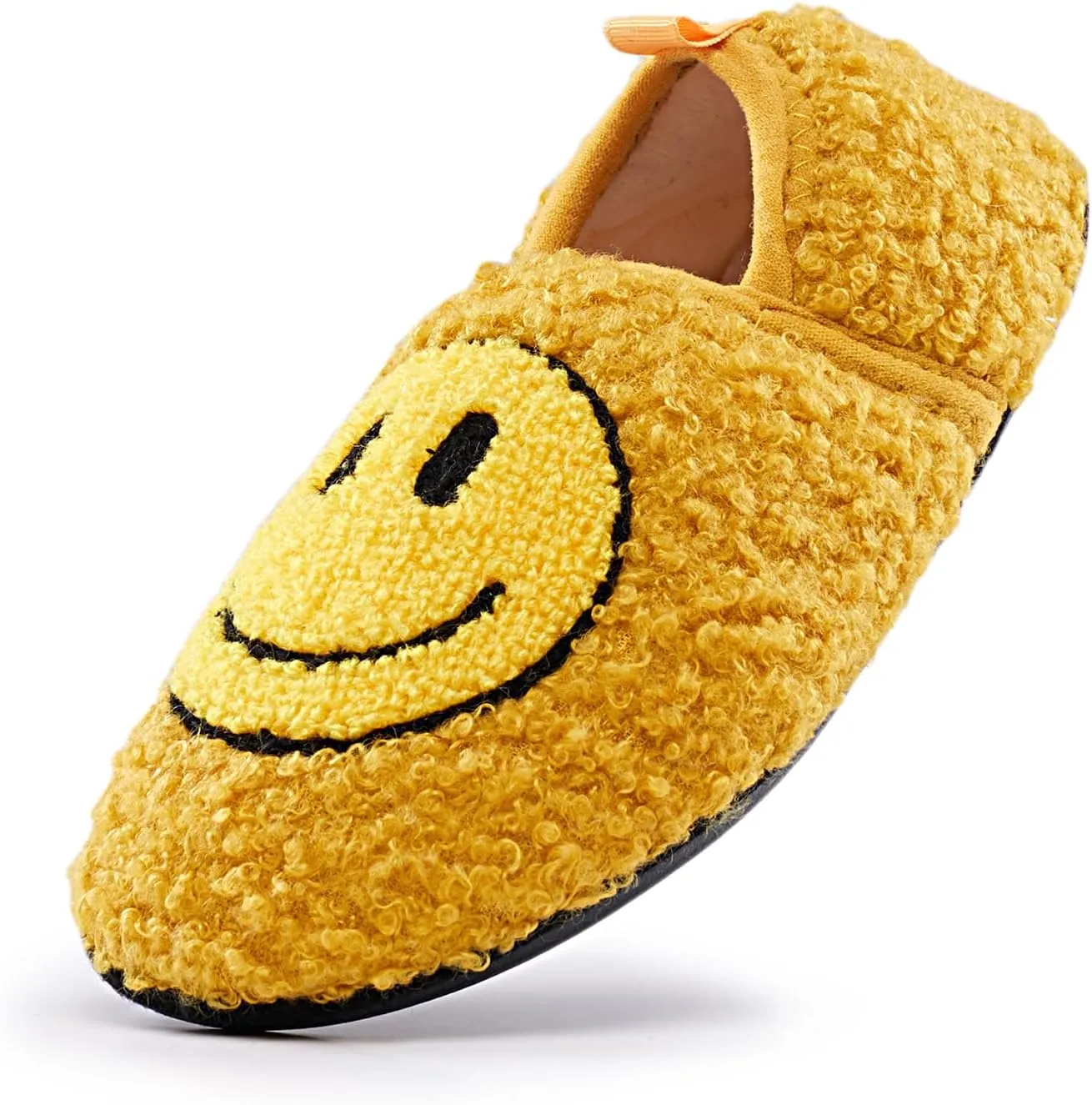 sharllen Smile Face Slippers Kids Girls Boys Plush Cute Warm Soft Happy Face Socks Slippers Shoes Fuzzy Cozy Non-Slip Toddler Slide Slippers for Little Big Kids Winter Indoor Outdoor
